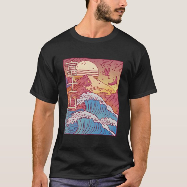 Mt Fuji Great Wave Off Kanagawa Japan Inspired Mou T Shirt (Framsida)