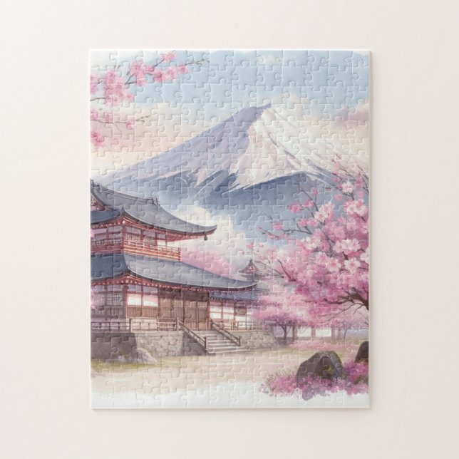 Mt. Fuji in Bloom – Sakura Puzzle Pussel (Vertikal)