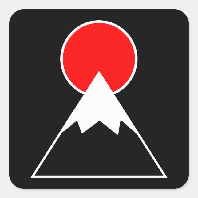 Mt. Fuji inspirerad Fyrkantigt Klistermärke (Framsida)