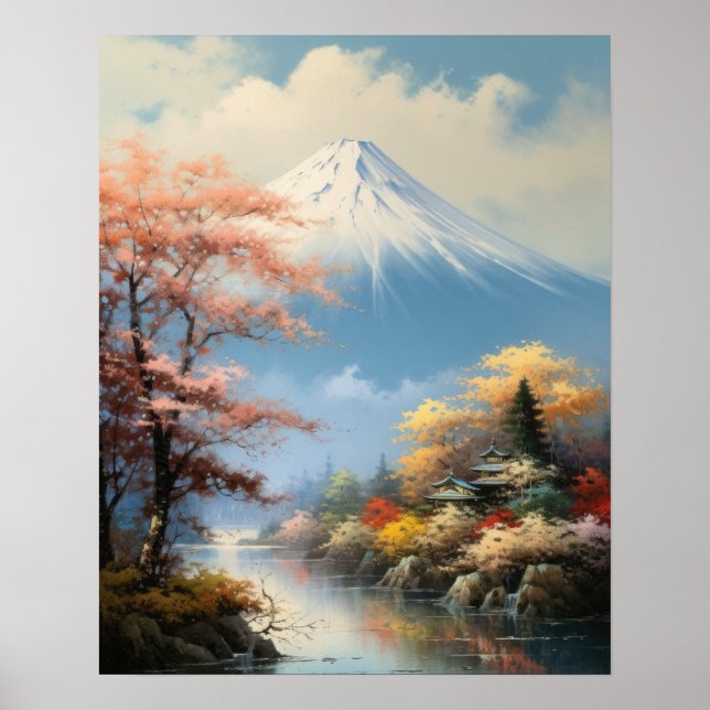 Mt. Fuji Japanska Art Print Poster (Framsidan)