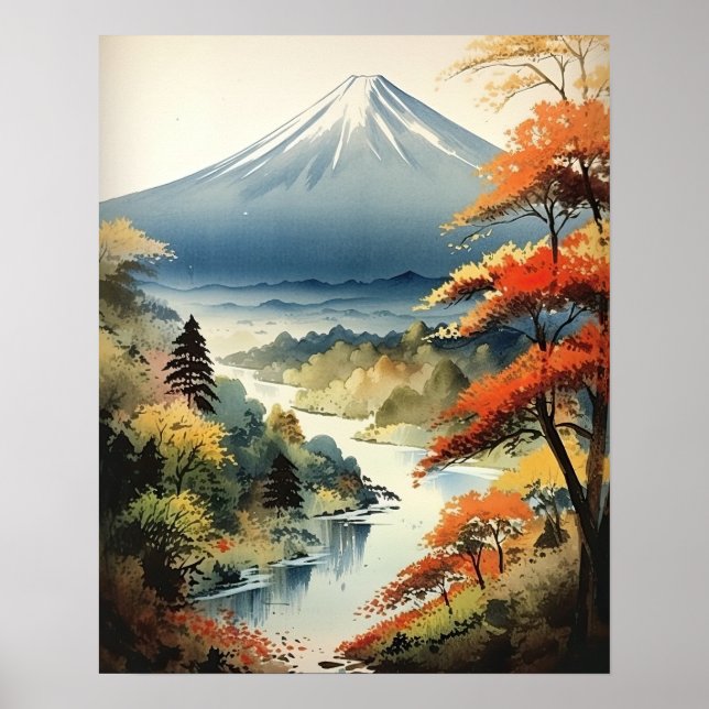 Mt. Fuji Japanska Art Print Poster (Framsidan)