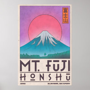 Mt Fuji konsttryck Minimalistisk reseposter i Poster