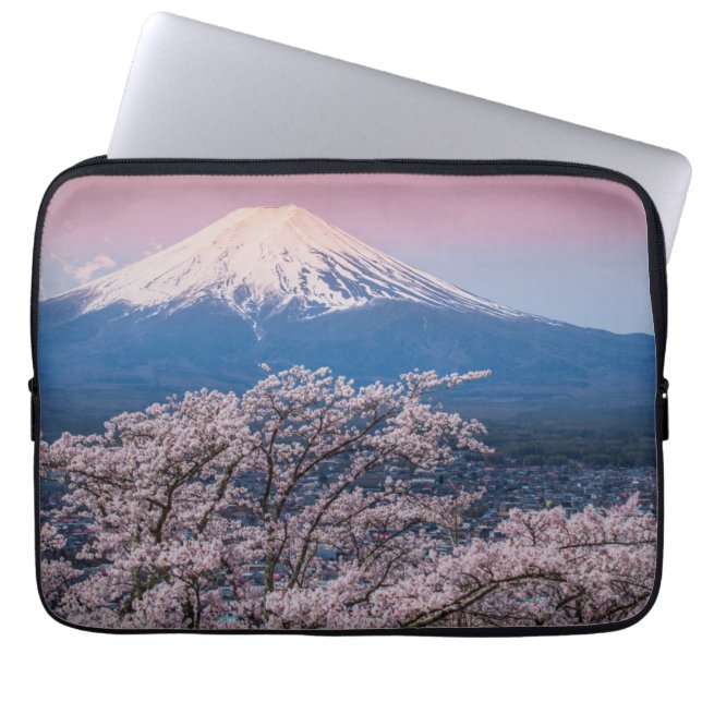 Mt Fuji och körsbärblommar Laptop Fodral (Framsidan)