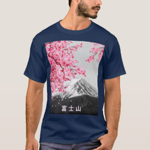 Mt Fuji & Sakura Japanska Cherry Blommar Flowers & T Shirt