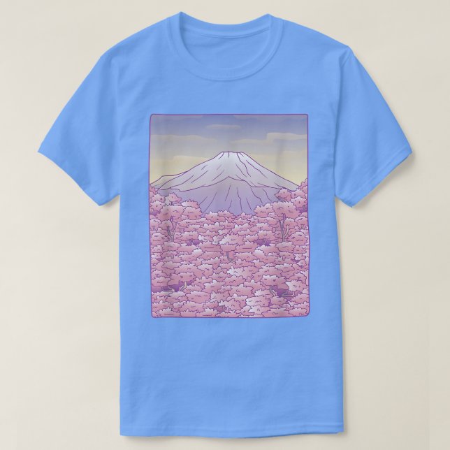 Mt Fuji Sakura Träd japansk Cherry Blommar Mount T Shirt (Design framsida)