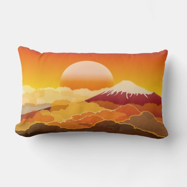 Mt.FUJI & SUNSET Lumbar Pillow Japan Lumbarkudde (Framsida)