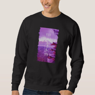 Mt Fuji Vaporwave Aesthetic Japanese Kanji Otaku J Lång Ärmad Tröja