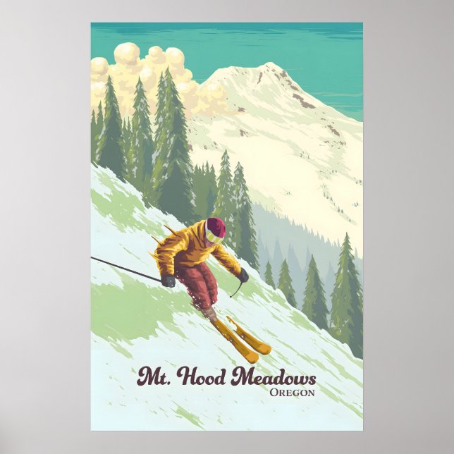 Mt Hood Meadows Oregon Skidort Resoraffisch Poster (Framsidan)