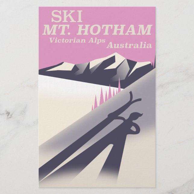 Mt. Hotham, affisch för skidåkning i Victorian Alp Brevpapper (Framsida)