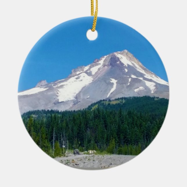 Mt. Huva i Sommaren, Oregon Julgransprydnad Keramik (Framsidan)
