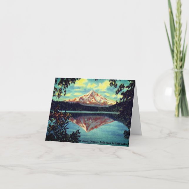 Mt. Huva, Oregon Crystal Clear Borttappad Sjö Tack Kort (Framsida)