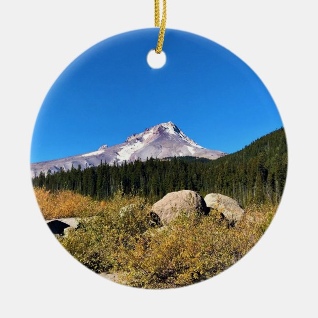 Mt. Huva, Oregon Julgransprydnad Keramik (Framsidan)