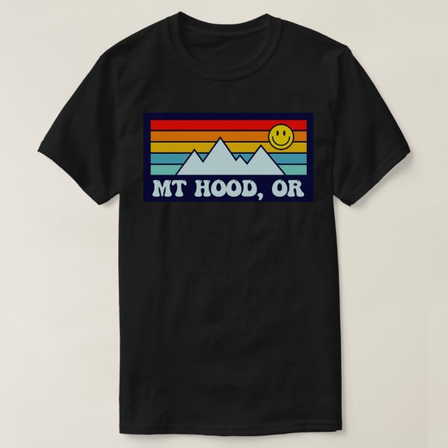 Mt Huva Oregon Mountains Skiing Retro Smile T Shirt (Design framsida)