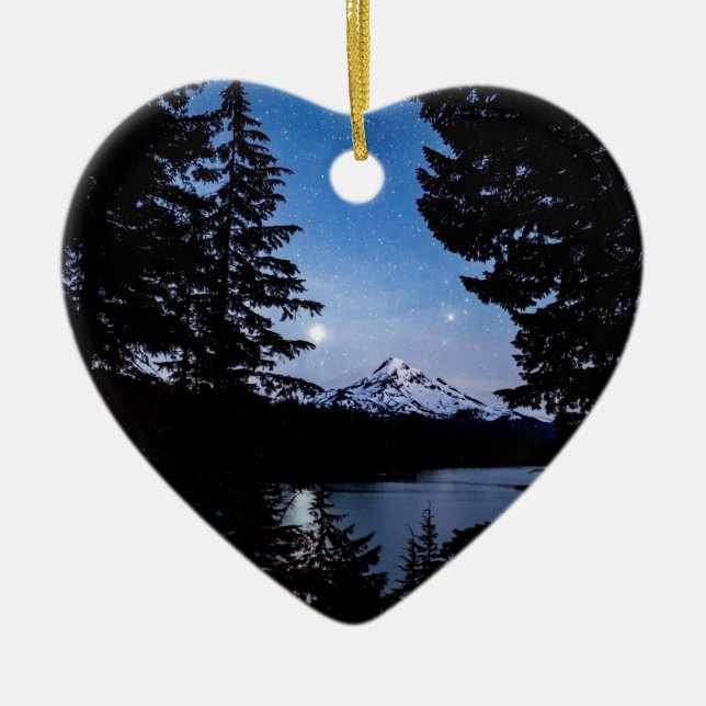Mt Huva vid Borttappad Sjö Heart Ornament (Framsidan)