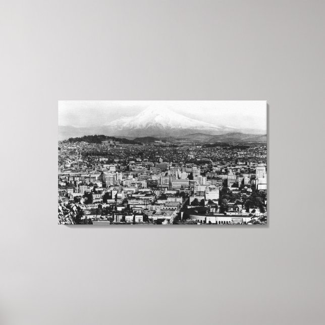Mt. Huva View från Portland, Oregon Photograph Canvastryck (Framsida)