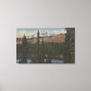 Mt. Jefferson, Oregon - beskåda från jakt sjön Canvastryck