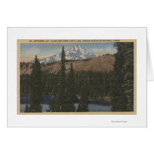 Mt. Jefferson, Oregon - beskåda från jakt sjön Hälsningskort