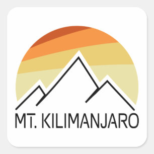 Mt. Kilimanjaro Retro Fyrkantigt Klistermärke