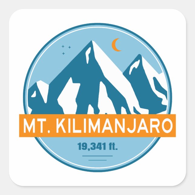 Mt. Kilimanjaro Stars Måne Fyrkantigt Klistermärke (Framsida)