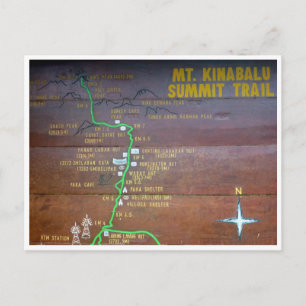 mt kinabalu-spårningstecken vykort