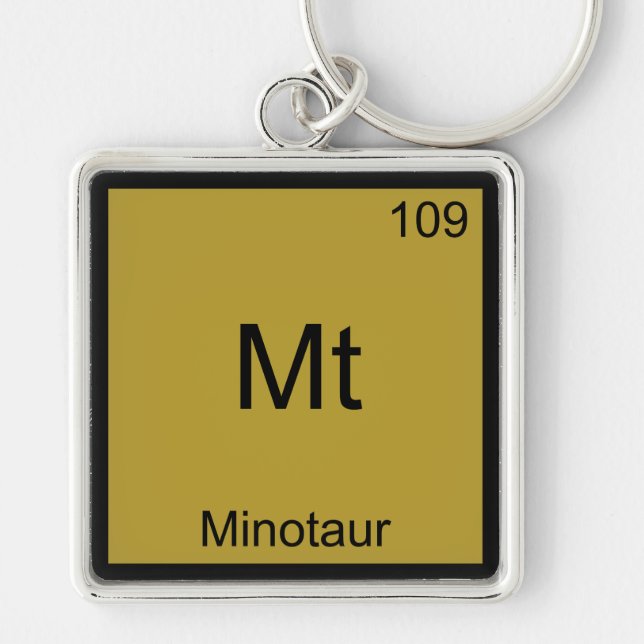 Mt - Minotaur Funny Chemistry Inslag Symbol Tee Fyrkantig Silverfärgad Nyckelring (Framsidan)