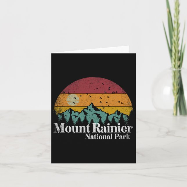 Mt Mount Rainier nationalpark Retro Stil Hiking Kort (Framsida)