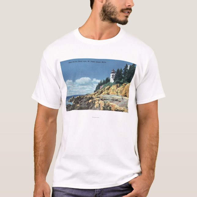 Mt. Öde ö bas- hamnhuvudfyr T Shirt (Framsida)