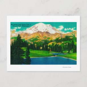 Mt. Rainier från Tipsoo Lake vid Chinook Pass Vykort