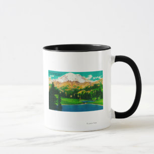 Mt Rainier från Tipsoo Sjö vid Chinook Pass Mugg