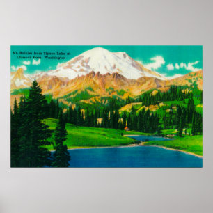 Mt. Rainier från Tipsoo Sjö vid Chinook Pass Poster