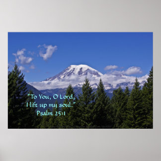 Mt. Rainier in dimw/Scripture Verse Poster