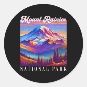 Mt. Rainier National Park Bergkonst Souvenir 1 Runt Klistermärke