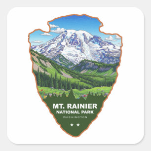 Mt. Rainier National Park Pilspets Fyrkantigt Klistermärke