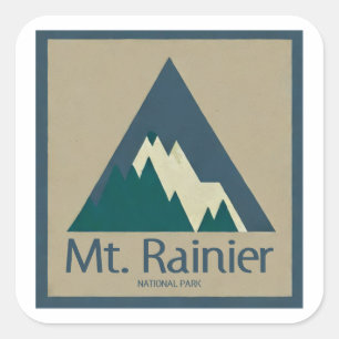 Mt. Rainier National Park Rustic Fyrkantigt Klistermärke