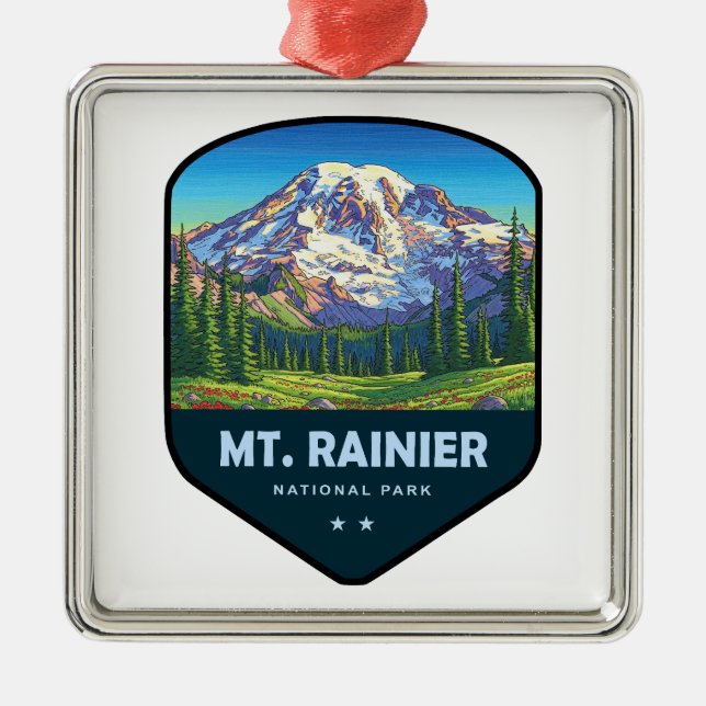 Mt. Rainier National Park Shield Julgransprydnad Metall (Framsidan)