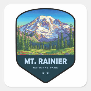 Mt. Rainier National Park-sköld Fyrkantigt Klistermärke