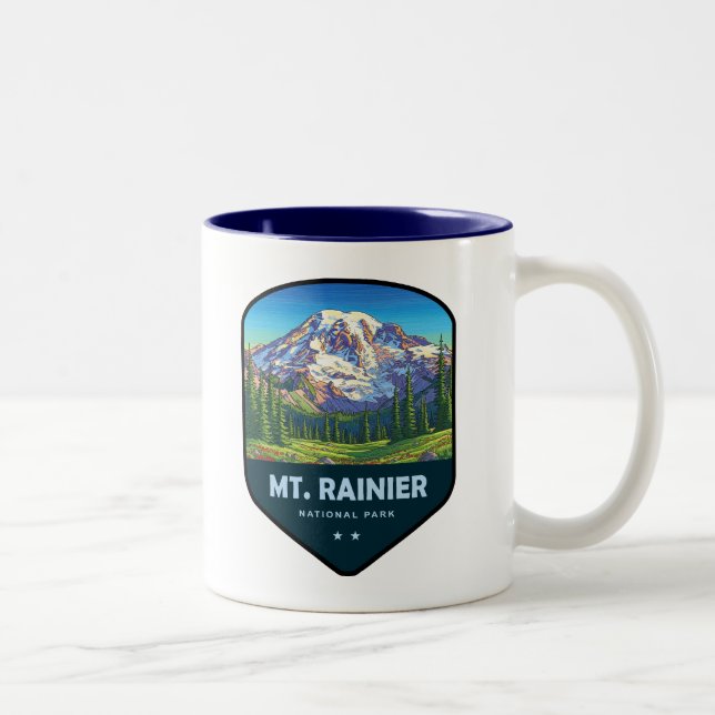 Mt. Rainier National Park-sköld Två-Tonad Mugg (Höger)