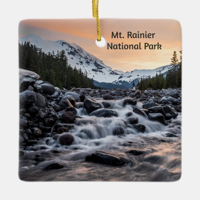 Mt. Rainier National Park Souvenir Julgransprydnad Keramik (Framsida)