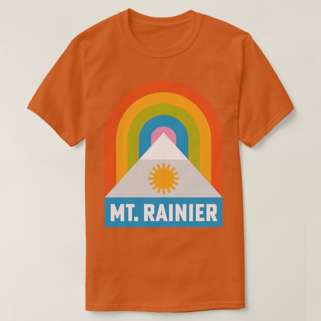 Mt Rainier nationalpark Washington Rainbow Badge T Shirt (Design framsida)
