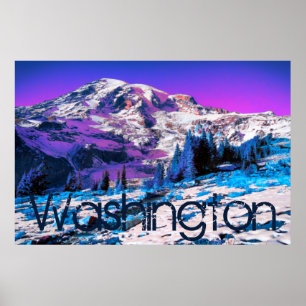 Mt Rainier Psychedelic Lila Recolor Washington Poster