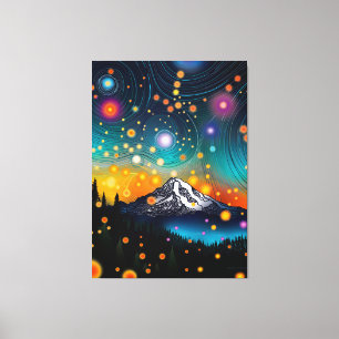 Mt. Rainier Starry Himlar Canvastryck
