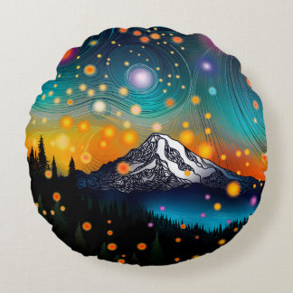 Mt. Rainier Starry Himlar Rund Kudde