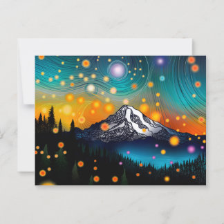 Mt. Rainier Starry Himlar Vykort