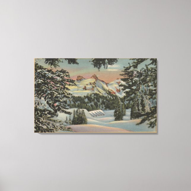 Mt. Rainier, WA - Paradise Inn & Tatoosh Range Canvastryck (Framsida)