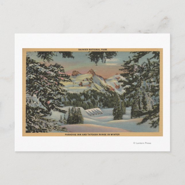 Mt. Rainier, WA - Paradise Inn & Tatoosh Range Vykort (Framsida)