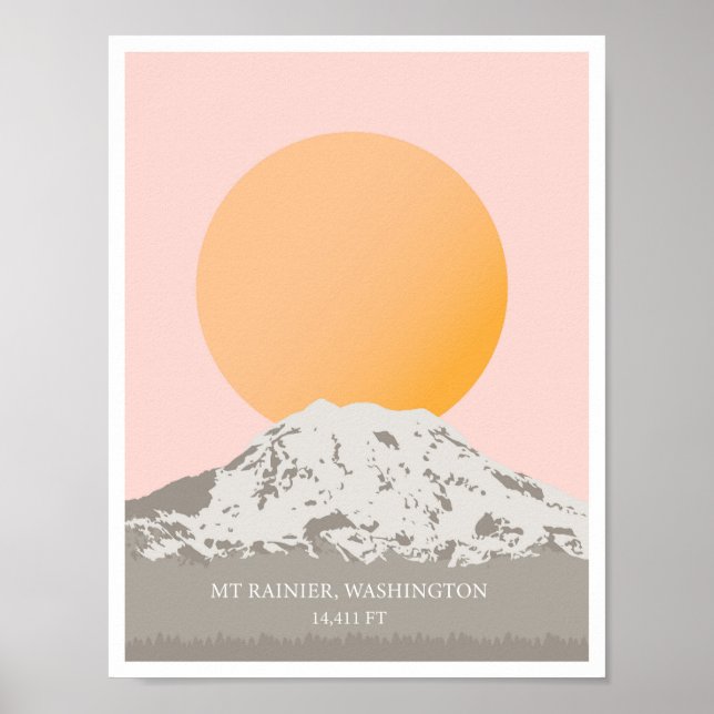 Mt Rainier Washington - minimal utskrift Poster (Framsidan)
