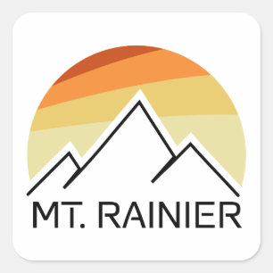 Mt. Rainier Washington Retro Fyrkantigt Klistermärke