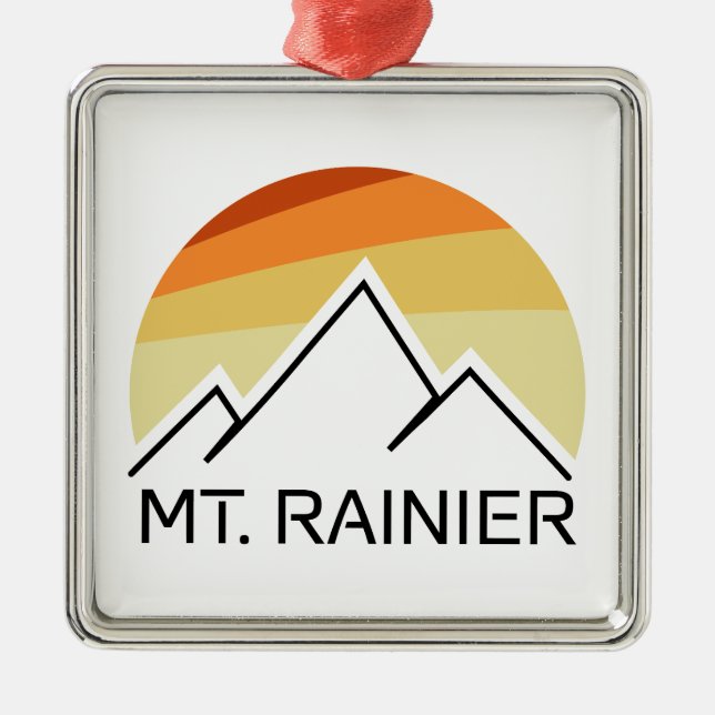 Mt. Rainier Washington Retro Julgransprydnad Metall (Framsidan)