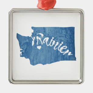 Mt. Rainier Washington Wood Grain Julgransprydnad Metall