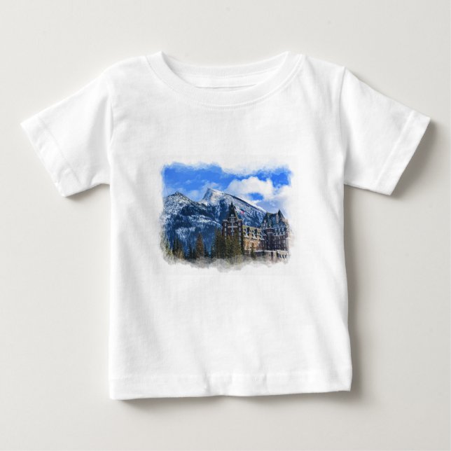 Mt Rundle and Berömd Hotel, Banff, Alta, Kanada Tee (Framsida)
